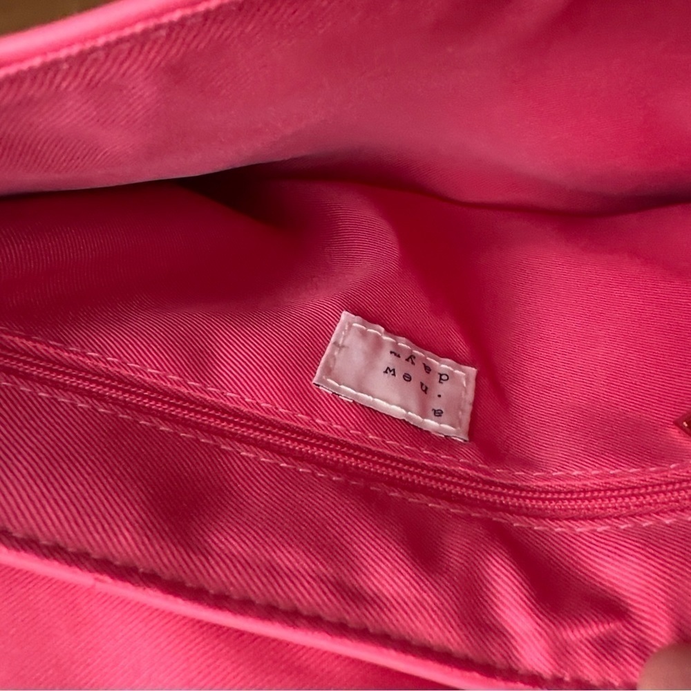 A New Day Pink Basket Weave Woven Barbie Crossbody Shoulder Bag Purse - Picture 3 of 11